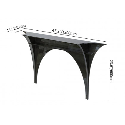 HMR - 47" Floating Wall Mounted Acrylic Console Table Narrow Black Entryway Table Open Storage