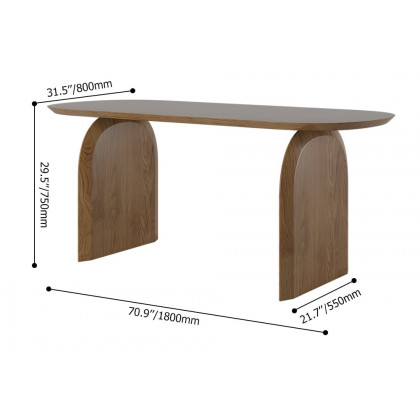 HMR Dining Set 70.9" Japandi Dining Table - Walnut, With 4 Chairs, Style C