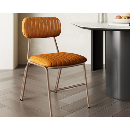 HMR Modern Dining Chairs with Faux Leather Upholstery (Set of 8) - Brown