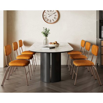 HMR Modern Dining Chairs with Faux Leather Upholstery (Set of 8) - Brown