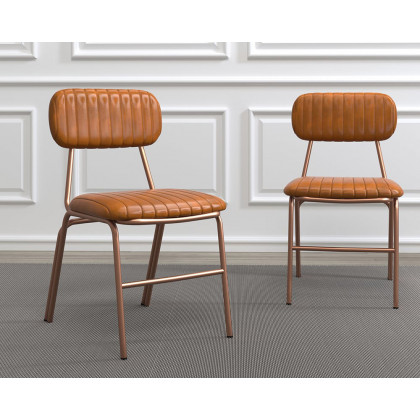 HMR Modern Dining Chairs with Faux Leather Upholstery (Set of 8) - Brown