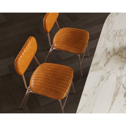 HMR Modern Dining Chairs with Faux Leather Upholstery (Set of 8) - Brown