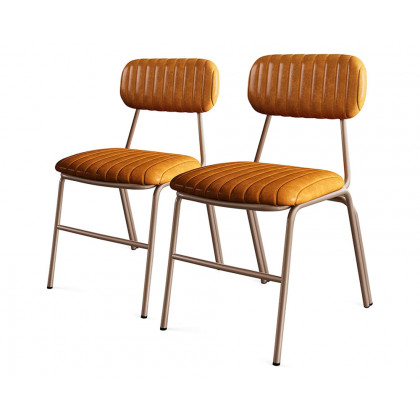 HMR Modern Dining Chairs with Faux Leather Upholstery (Set of 8) - Brown