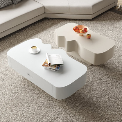 HMR - Modular Fusion Coffee Table Abstract Shape Irregular with Two Drawers