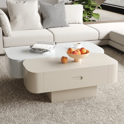 HMR - Modular Fusion Coffee Table Abstract Shape Irregular with Two Drawers