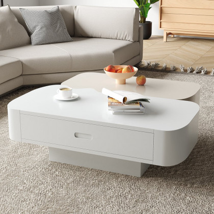 HMR - Modular Fusion Coffee Table Abstract Shape Irregular with Two Drawers