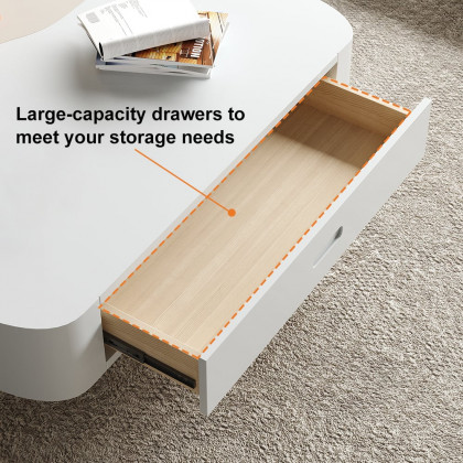HMR - Modular Fusion Coffee Table Abstract Shape Irregular with Two Drawers