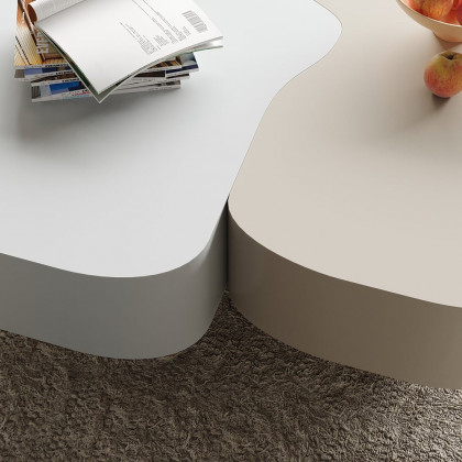 HMR - Modular Fusion Coffee Table Abstract Shape Irregular with Two Drawers