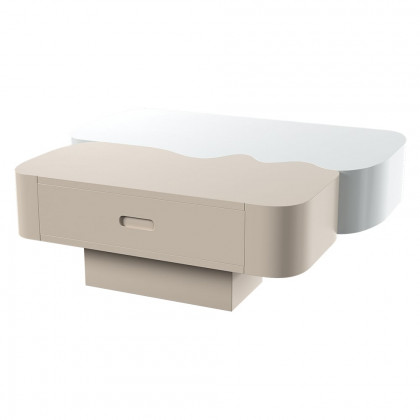 HMR - Modular Fusion Coffee Table Abstract Shape Irregular with Two Drawers