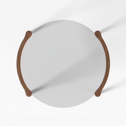 HMR - 32" Round Glass Mid Century Modern Coffee Table with Wood Legs