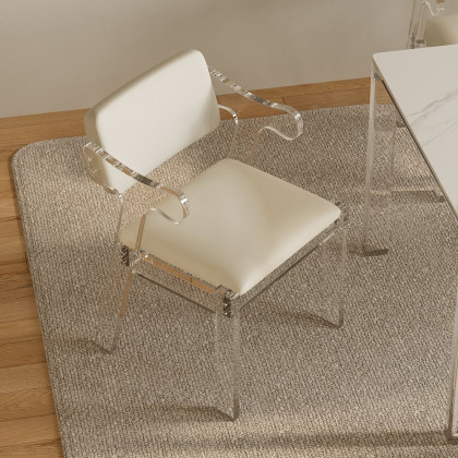 HMR - Modern Dining Chairs Acrylic with PU Leather Upholstery White