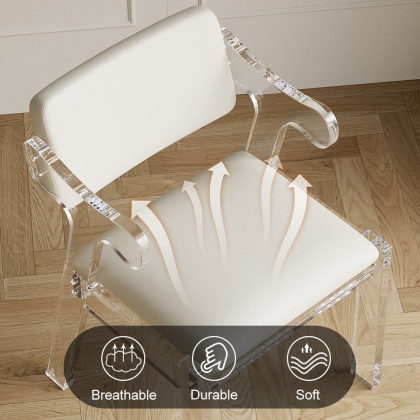 HMR - Modern Dining Chairs Acrylic with PU Leather Upholstery White