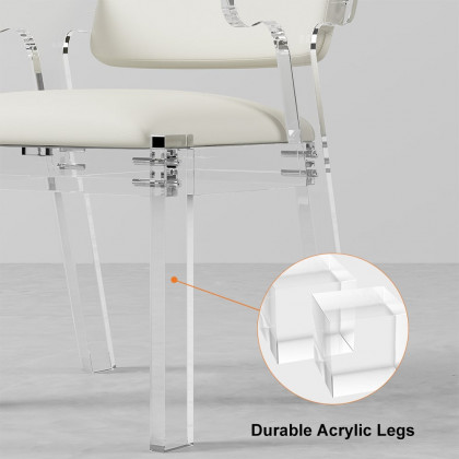 HMR - Modern Dining Chairs Acrylic with PU Leather Upholstery White