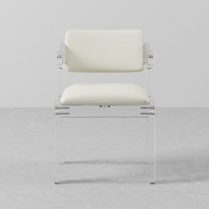 HMR - Modern Dining Chairs Acrylic with PU Leather Upholstery White