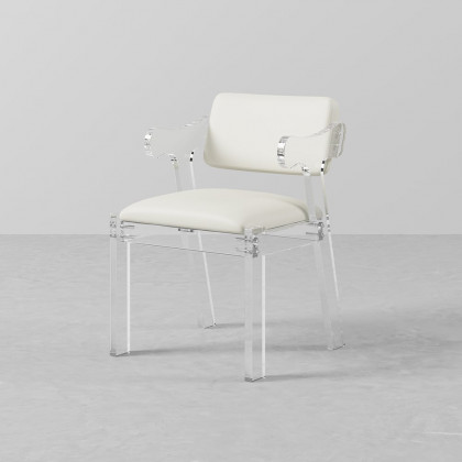 HMR - Modern Dining Chairs Acrylic with PU Leather Upholstery White