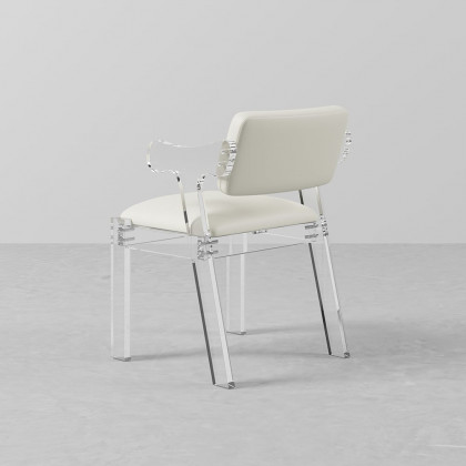 HMR - Modern Dining Chairs Acrylic with PU Leather Upholstery White