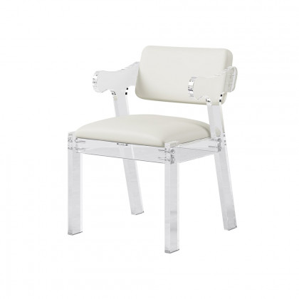 HMR - Modern Dining Chairs Acrylic with PU Leather Upholstery White