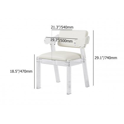 HMR - Modern Dining Chairs Acrylic with PU Leather Upholstery White
