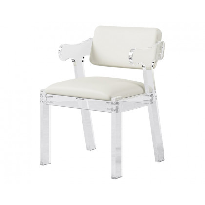 HMR - Modern Dining Chairs Acrylic with PU Leather Upholstery White