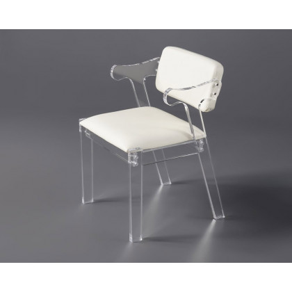 HMR - Modern Dining Chairs Acrylic with PU Leather Upholstery White