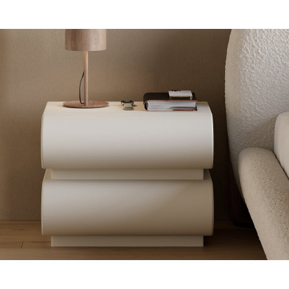 HMR Humply Modern Leather Smart Nightstand with Wireless Charger Drawers - White, 2-Drawer, Set Of 2