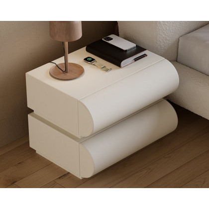 HMR Humply Modern Leather Smart Nightstand with Wireless Charger Drawers - White, 2-Drawer, Set Of 2