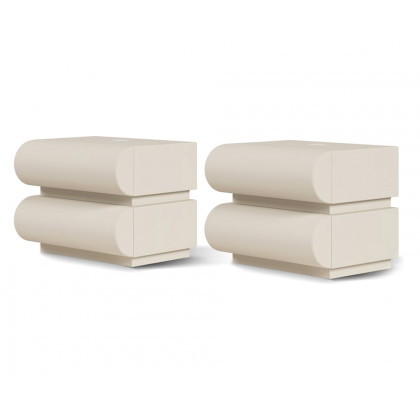 HMR Humply Modern Leather Smart Nightstand with Wireless Charger Drawers - White, 2-Drawer, Set Of 2