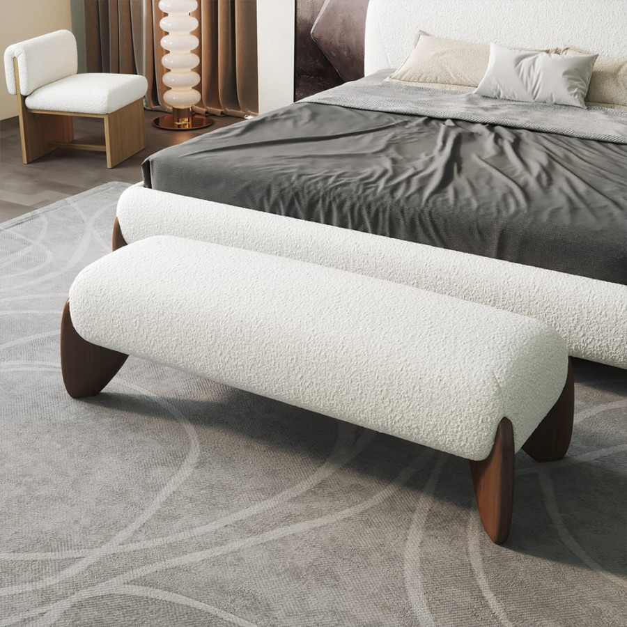 HMR - Curva Boucle Upholstered Bedroom Bench