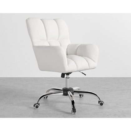 HMR - 94.5" Two Person Double Desk & 2 Office Chairs Set Cotton & Linen Swivel Task