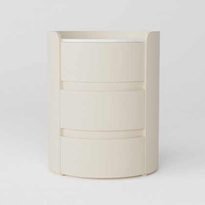 HMR - Modern white bedside tables with 3-drawer marble and leather