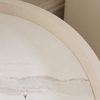 HMR - Modern white bedside tables with 3-drawer marble and leather