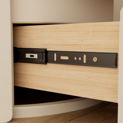 HMR - Modern white bedside tables with 3-drawer marble and leather