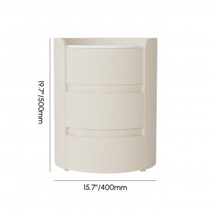 HMR - Modern white bedside tables with 3-drawer marble and leather