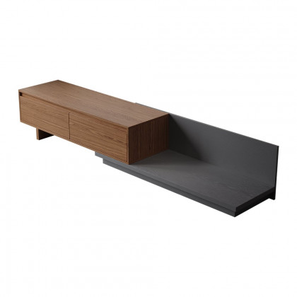 HMR Fero Extendable TV Stand with Drawers - Walnut & Gray, MDF, 47"