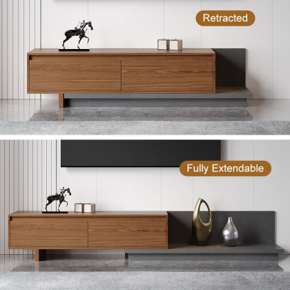 HMR Fero Extendable TV Stand with Drawers - Walnut & Gray, MDF, 47"