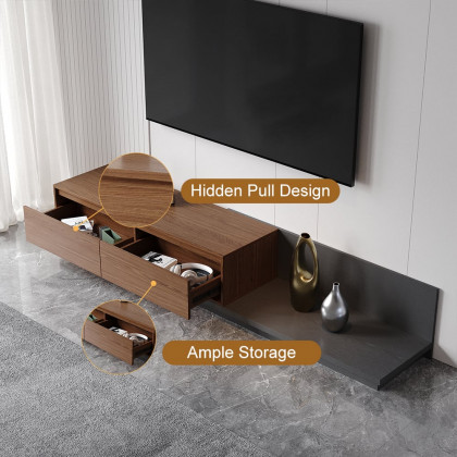 HMR Fero Extendable TV Stand with Drawers - Walnut & Gray, MDF, 47"