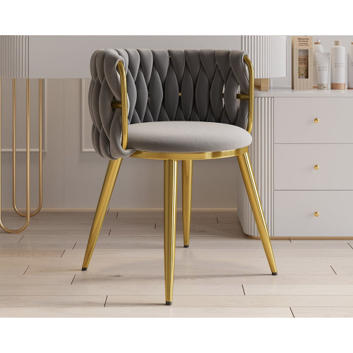 HMR Sweave Nordic Barrel Dining Chair with Velvet Upholstery (Set of 6) - Light Gray