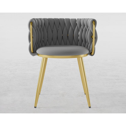 HMR Sweave Nordic Barrel Dining Chair with Velvet Upholstery (Set of 6) - Light Gray