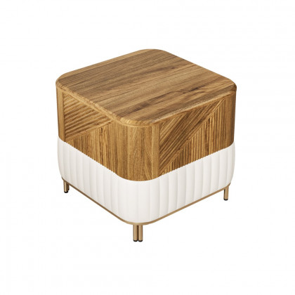 HMR - Wovent Mid-Century Square Modern Walnut Wood Narrow Side Table with Storage Nightstand