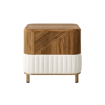 HMR - Wovent Mid-Century Square Modern Walnut Wood Narrow Side Table with Storage Nightstand