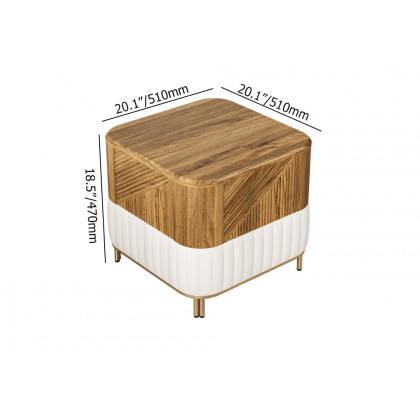 HMR - Wovent Mid-Century Square Modern Walnut Wood Narrow Side Table with Storage Nightstand