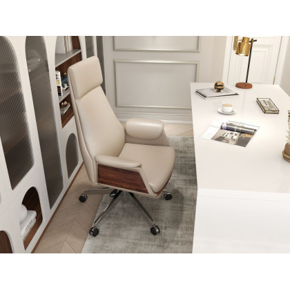 HMR Modern Home Office Desk with Movable File Cabinet - White, 59.8"