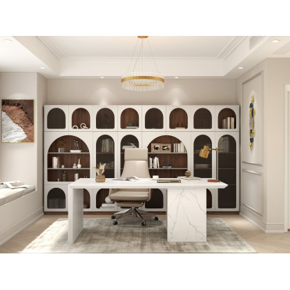 HMR Modern Home Office Desk with Movable File Cabinet - White, 59.8"