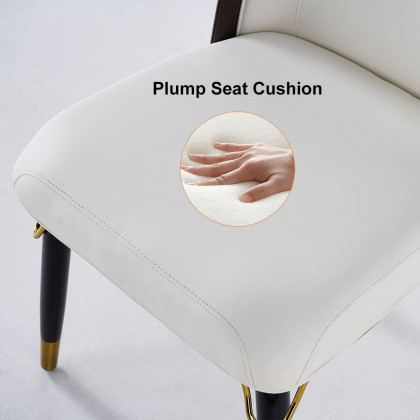HMR Modern Dining Chairs with PU Leather Upholstery (Set of 6) - Warm White
