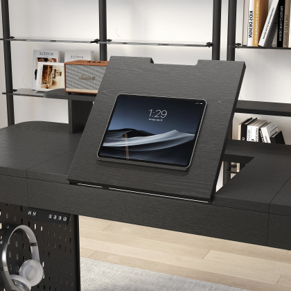 HMR - 59" Modern Black Multifunctional Standing Adjustable Office Desk