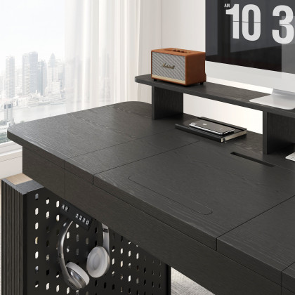 HMR - 59" Modern Black Multifunctional Standing Adjustable Office Desk