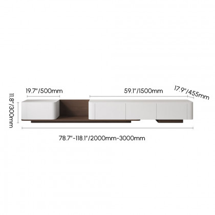 HMR 118.1" Modern Wood Extendable TV Stand with 4 Drawer Media Console - Off White & Walnut