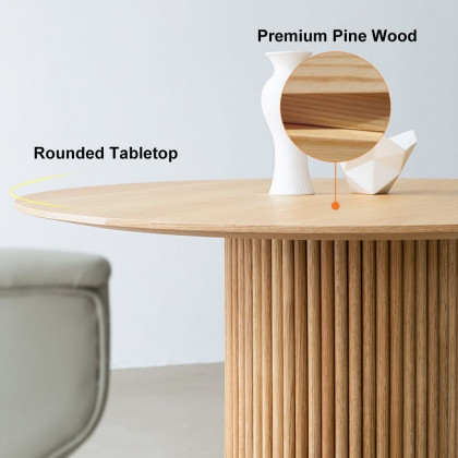 HMR Dining Round Dining Table Natural - Natural, With 2 Chairs, Style A