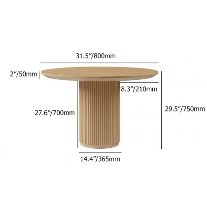 HMR Dining Round Dining Table Natural - Natural, With 2 Chairs, Style A