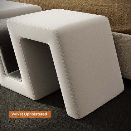 HMR - Modern White Velvet Bedroom Storage Bench Upholstered Long Bed End Bench
